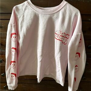 Art Class Pink Santa Baby Sweatshirt smiley Lignt Pink XXL 18 Girls